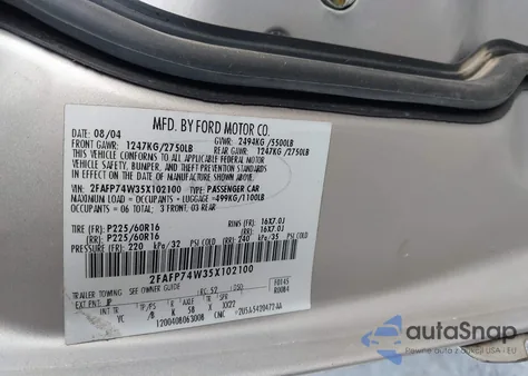 2005 Ford Crown Victoria Lx/Lx Sport z USA, uszkodzony, nr VIN 2FAFP74W35X102100